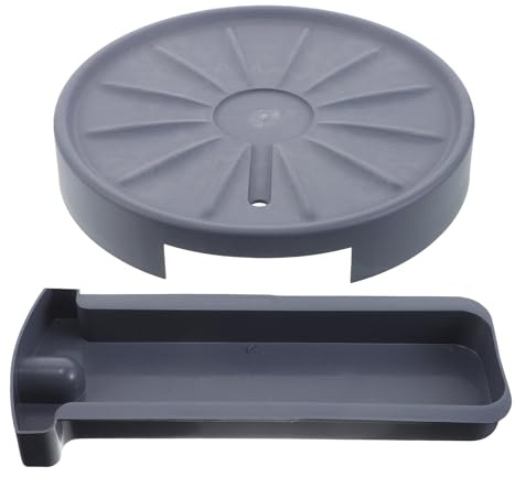 HEMOTON Supporto per Piante da Giardinaggio con Ruote Girevoli, Vassoio Rotondo con Cassetto per Drenaggio, Base Portavasi Mobile Grigia da 28 Cm per Balcone e Veranda