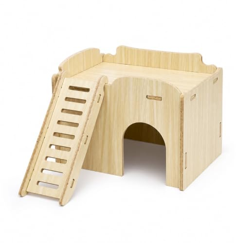Ganwavo Cabane Cochon d'Inde, Maison Hamster avec Rampe | Cachette en Bois Sans Outils, Accessoire pour Hamster Petits Animaux et Rongeurs
