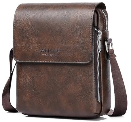 GZQFUOU Mens Shoulder Bags Travel Shoulder Bag Messenger Bag Vintage PU Leather Shoulder Bag Waterproof Crossbody Handbag Satchel Sling Bags Suitable for Leisure, Festivals and Travel (Dark brown)