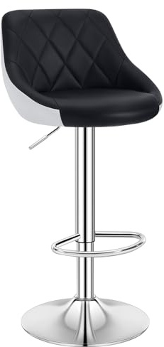 WOLTU Taburetes de Bar PU Regulable en Altura, Negro