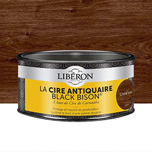 Libéron Cire Antiquaire Black Bison en Pâte, Chêne Fumé 500cc | A base de cire de Carnauba, Protège et nourrit en profondeur, Sublime le bois d'une patine durable