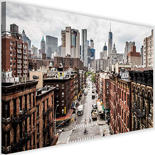 Feeby Bild auf Leinwand New York Kunstdruck Modern Brooklyn Architektur bunt 90x60 cm