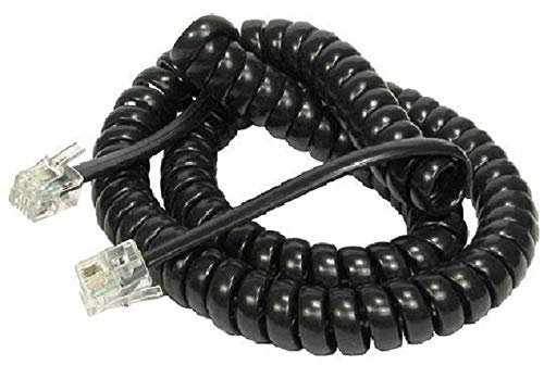 K M Electronics® Telephone Phone Curly Coiled HANDSET Lead Cable Cord Wire RJ10 Plug Black 2M