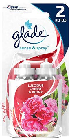 Glade Sense & Spray Air Freshener, Motion Activated Automatic Odour Eliminator for Home, 18 ml Refill, Cherry & Peony, 16 Refills