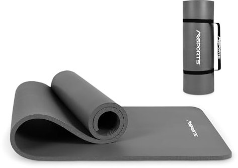 MSPORTS Gymnastikmatte Premium inkl. Tragegurt + Übungsposter + Workout App I Hautfreundliche Fitnessmatte 190 x 80 x 1,5 cm - Anthrazit - Phthalatfreie Yogamatte