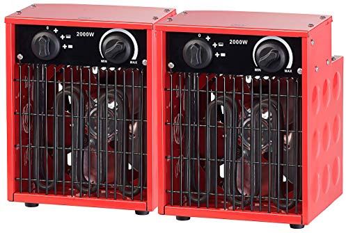 AGT Heizgeräte: 2er-Set Profi-Industrie-Elektro-Heizlüfter, 2.000 Watt, 2 Heizstufen (Bauheizer, Elektro Heizlüfter für Baustellen, Konvektoren)