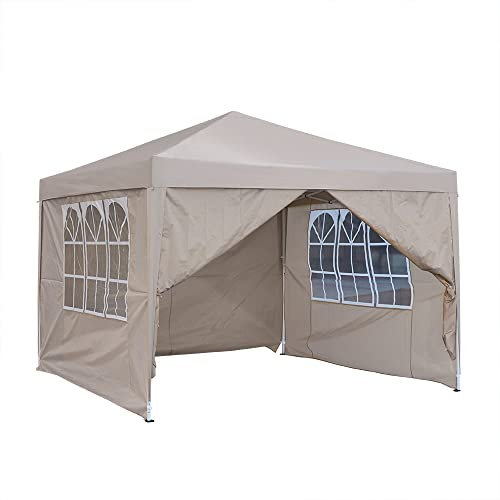 Panana 3 X 3m Pop Up Gazebo Waterproof Outdoor Garden Marquee Awning Party Tent Canopy and Carry Bag (Beige)