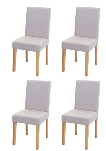 Mendler 4er-Set Stuhl Littau - Textil, Creme-beige, helle Beine | Esszimmerstuhl, Küchenstuhl