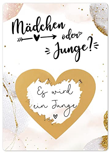 Joli Coon Rubbelkarte Geschlecht verkünden, Es wird ein Junge | 350g Designerpapier, fühlbare UV-Lack-Veredelung, für Gender-Reveal-Partys, Premium-Papeterie