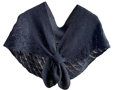 G-LIKE Damen Umschlagtuch Schultertuch Halstuch – Frühling Sommer Herbst Nackenschutz Schal Umhang Cape Gestrickt Ausgehöhlt Prominenz Stil Häkelarbeit Dekorativ für Frauen Mädchen (Schwarz)