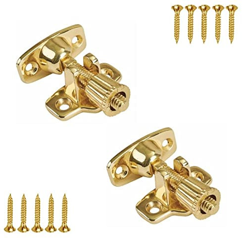TERF® Heavy Duty Polished Brass Sash Window Lock Fastener With Fixing Screws For Wood Aluminium UPVC Vinyl Frames - Pack of 2
