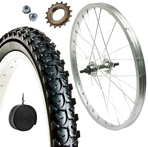 Jante arrière 20 x 1,75 + Pignon 16 dents + Pneu VTT 20 X 1.95 + Chambre | Roue en aluminium pour Mountain Bike