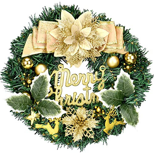 DUOJIN [Nuovo] Corona di Natale Ø 30 cm Corona Fiori Artificiali Porta d'ingresso, Ghirlanda Decorazione per Interno/Esterno, Decorazione da parete, Camino, finestra per Festa di Natale Capodanno