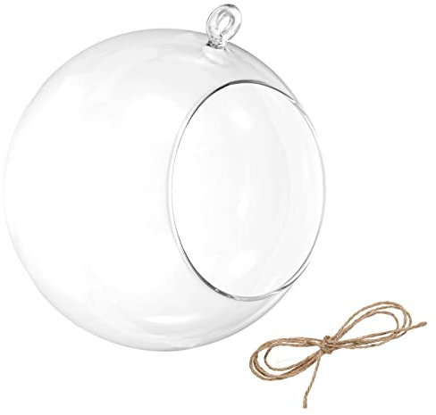 PATIKIL Round Globe Terrarium Air Plant Planter, 6.3 Inch Clear | High Borosilicate Glass, Hanging Decorations, for Succulent, Tillandsia