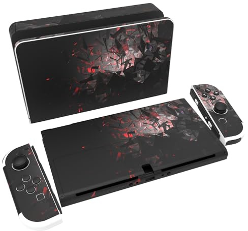 playvital Full Set Protective Stickers for Nintendo Switch OLED Model, Customized Vinyl Decal Skins for Switch OLED Console & Joycon & Dock & Grip - Fragmented Space