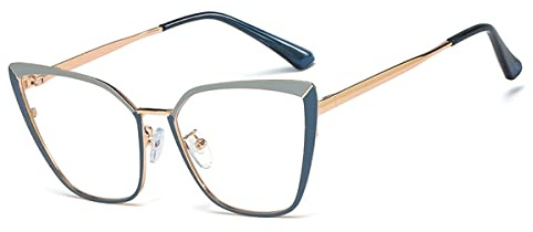 kachawoo Mode Blaues Licht Filter Gläser Ohne Rezept Metall Cat Eye Brillen Rahmen Frauen (blue gold frame)