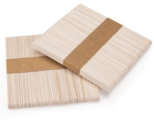 WISYOK 100 Stück Eisstiele Holz, Eisstäbchen Holzstäbchen, Holzstäbchen Zum Basteln, Holzstiele, Bastelstäbchen Holz, Holzspachtel DIY Handwerk-114 mm x 9 mm x 2 mm