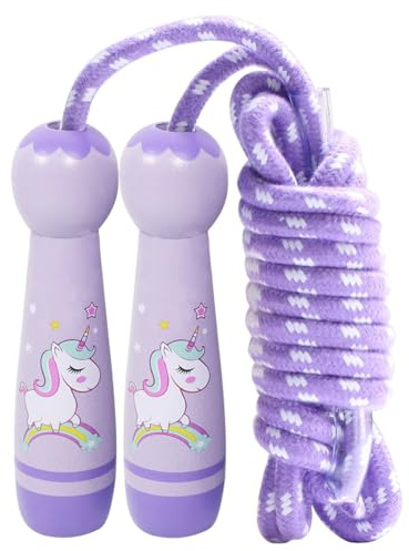 Hopprep barn, hopprep flickor, corde à sauter säkert pour fant med trähandtag, Speed Jump Rep, justerbar bomull rephoppning perfekt för fitness träning för flickor pojkar (B)