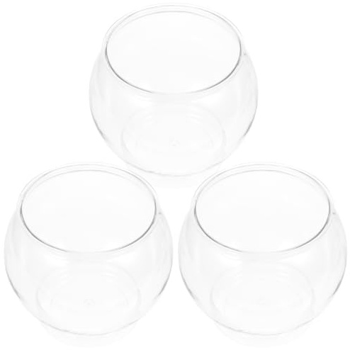 UKCOCO Plastic Fish Bowl Desktop Fish Tank Pet Globe Bowl for Office Desk Home Decor Gift Giving Small Tank for Goldfish 3 Pieces