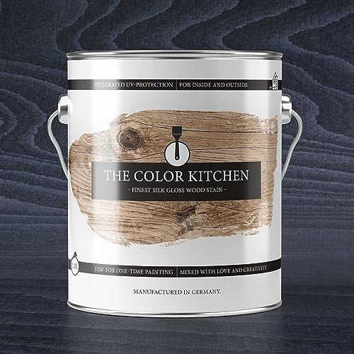 A.S. Création THE COLOR KITCHEN wetterfeste Premium Holzlasur für Innen und Außen, Farbton Anthrazit, seidenglänzend für optimalen Holzschutz, 2,5 L für 35 m² Anstrich
