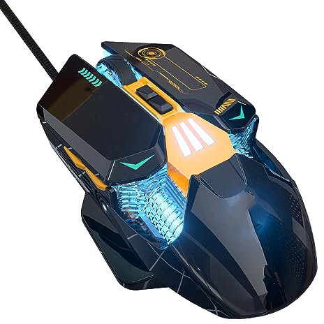 Kabelgebundene Gaming Maus, PC RGB Gaming Mäuse, 7200 DPI Kabelgebundene Optische Gamer Maus mit 7 Programmierbaren Tasten, RGB Hintergrundbeleuchtung, Ergonomische Computermaus