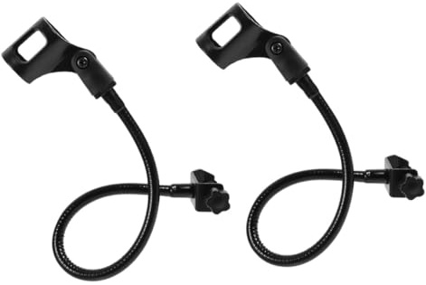 SAFIGLE Universal Microphone Clips 2pcs Black Iron Microphone Bracket with Spray Lacquer Finish for Singing and Online Meetings, Hands-free Use and Convenient Storage