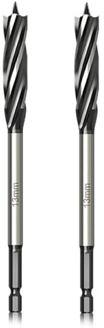 Meccion Wood Drill Bit 13mm x 165mm x 2pcs Professional Self Feed Speed Auger Woodworking Hole Drill Bit with 1/4 Inch Hex Shank