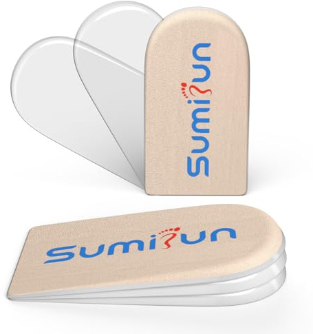 Sumifun Heel Lift Inserts, Gel Shoe Heels Inserts for Women, Adjustable Orthopedic Heel Pads for Heel Pain and Leg Length Discrepancies, Heel Cups 1/8 2/8 3/8 (Size S, Beige)