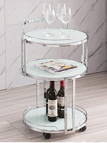 Servierwagen, Küchenwagen, Barwagen, Schrank auf Rädern, Weinwagen, Hotelwagen, Wein, Tee, Getränkewagen (Silber Schwarz) (Silber Weiß)