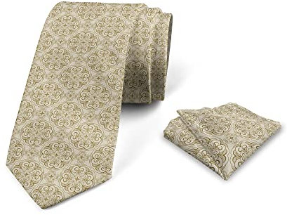 Wpamlrta Juego de corbata verde lima para hombre, pañuelo para novio, fiestas, bodas y todas las ocasiones, canela, Taille unique