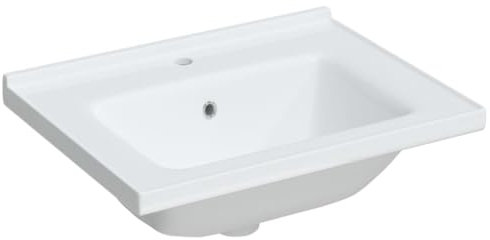 Einbauwaschbecken aus Keramik, Rechteckig Waschbecken, Handwaschbecken, Einbaubecken, Aufsatzwaschbecken, Waschtisch, Hand Waschschale für Badezimmer & Gäste-WC, 61x48x19,5 cm