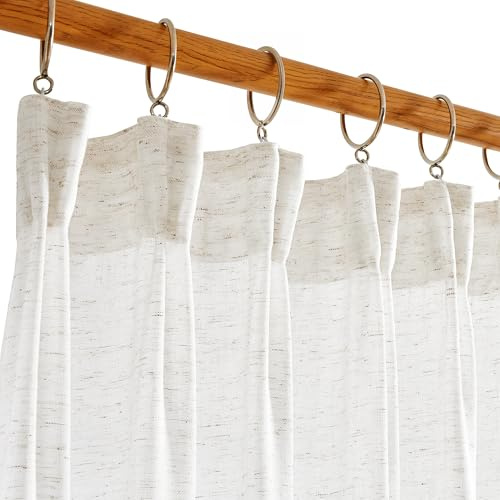 Deconovo Gardinen mit Kräuselband Halbtransparent Gardinenschal Wohnzimmer Voile Vorhang Vorhänge Lichtdurchlässig und Elegant, 260x140cm(HöhexBreite), Weiß, 2er Set