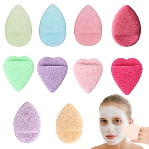 10 Pcs Exfoliating Face Sponge - Reusable Facial Cleansing Pad for Daily Use - Multi-Color Glove for All Skin Types, Women and Men