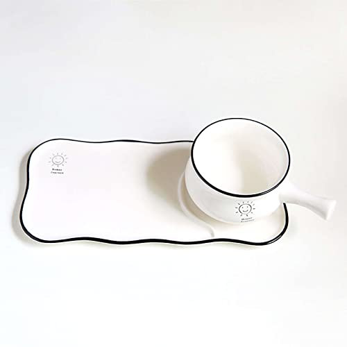 QXSJEDYCH Ensaladera Tazones De Sopa Taza De Sopa con Asas, Juego De Platos De Desayuno De Cerámica for Desayuno Sándwich Sopa Café Cereales Cuencos for Servir-Rosa Platos