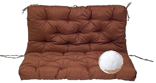 Hollywoodschaukelkissen mit Rückenlehne und Bändern, verdickt, 10,2 cm, Sitz- und Rückenkissen für 2- und 3-Sitzer-Bank, überfüllt, dunkelblau, Zweisitzerkissen, 119,9 x 101,6 cm