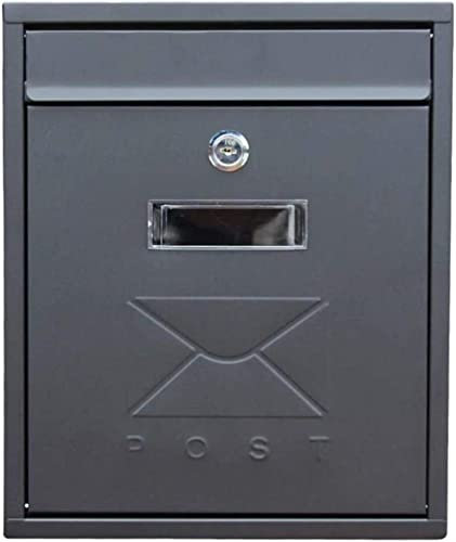 Wall-Mount Mailbox Classic Wall Mounted Postbox Letterbox Mailbox Outdoor Weatherproof Parcel Drop Box Houses Front Door Office Safe Secure Mail Post Letter Box-Grey