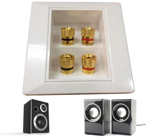 Pannello Audio A 4 Porte – Piastra A Muro Per Altoparlanti, Terminali Di Collegamento Per Presa A Muro | Audio Per La Casa, Piastra Da Parete Per Home Theater | Piastre Audio Per Cavi Per Al