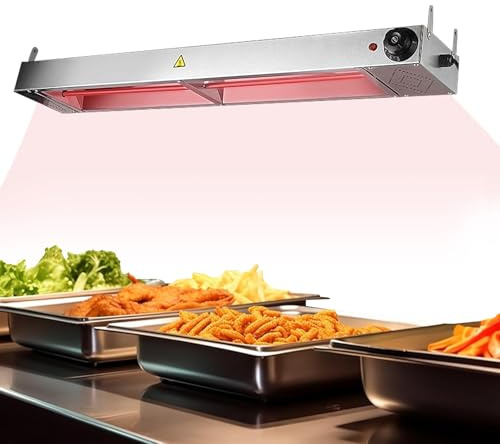 Aocay Lampade Scaldavivande Cucina, Acciaio Inossidabile Lampada Riscaldante Infrarossi Alimenti, Commerciale Lampada Riscaldante Cucina, Temperatura Regolabile 30-85°C (60cm, 1pezzo)