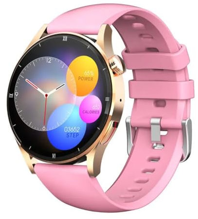 Ethelred QS39 Men Fashion Smart Watch Ai Voice Assistant Bluetooth Call Music Player 1.32inch Women Smartwatch Sport Fitness Tracker (Pink)
