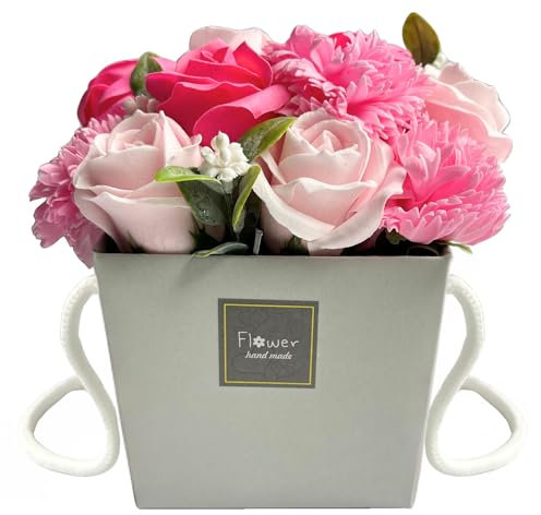 Soap Flower Bouquet Pink Rose and Carnation Mothers Day Flowers Valentine Flowers for Her and Flower Bouquet For Your Loved Ones.