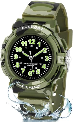 CKV Kids Watch for Boys Girls Ages 5-12, Waterproof Time Teacher Easy to Read Analog Sport Outdoor Children Watches with Soft Band for Kids