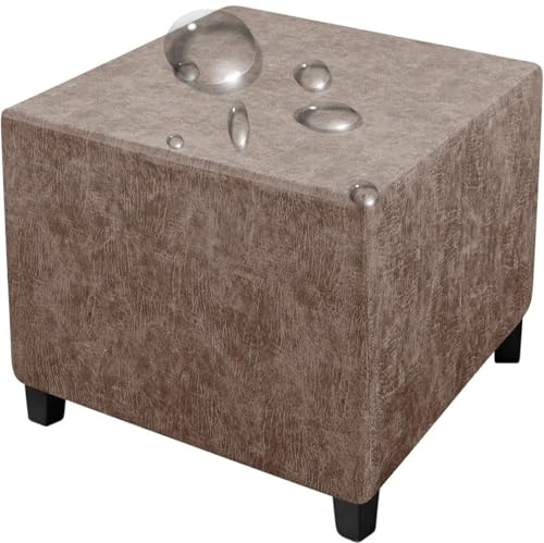 QOEUIUJ Copri Pouf Rettangolare Impermeabile in Pelle PU Stretch Copri Ottomano Antimacchia Lavabile con Fondo Elastico Copertura Poggiapiedi per Il Divano del Soggiorno(Color 1,Large 2Pcs)