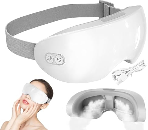 Teksome Massage Eye Cover | Sleep Eye Massager | Electric Heating Cooling Compress Steam Soothing Adjustable Gadget for Night Insomnia Travel Airplane Birthday