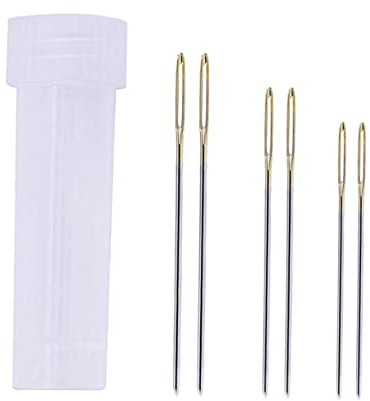 Operitacx 7 piezas Agujas de Coser para Piel con Grande Agujas de Tejer Largas para y Costura Incluye Botella de Almacenamiento