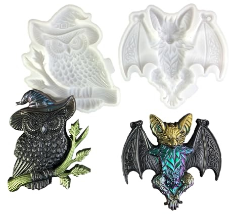 2pcs owl and bat Wall Hanging Resin Silicone molds DIY Handmade 3D Wall Hanging handicrafts Casting molds, DIY Home Decoration