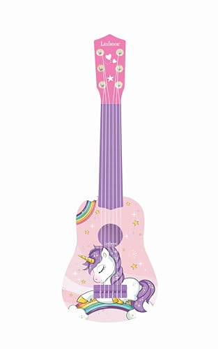 Lexibook La mia Prima Chitarra Unicorno, 6 corde in nylon per i bambini, 53 cm, guía incluida, Rosa/Blu, K200UNILXB
