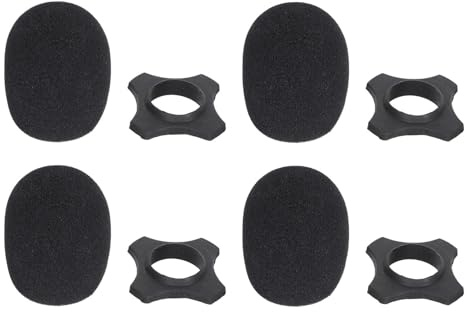 CATIEBYE Microphone Sponge Covers Good Elasticity 4 Sets Mic Bottom Rod Sleeve Holder with Non-slip Rubber Holder Stand for News Interviews and Conference Room Use
