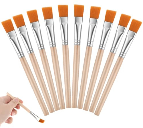 10 Stück Flache Pinsel Set Breite Flache Malpinsel Kleine Künstlerpinsel Aquarell Pinselset Nylon Detail Pinsel für ölmalerei Aquarellmalerei Gouache Acryl Körpermalerei Künstler Gemälde Liebhaber
