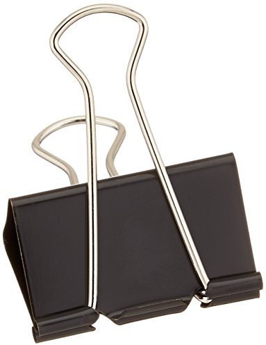 1InTheOffice Large Binder Clips - Black Metal, 2 Size, 1 Capacity 12 Pack