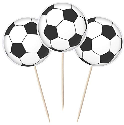 2D Football Cupcake Toppers 12/pk - Cake Decorations- Soccer - Picks - Pic